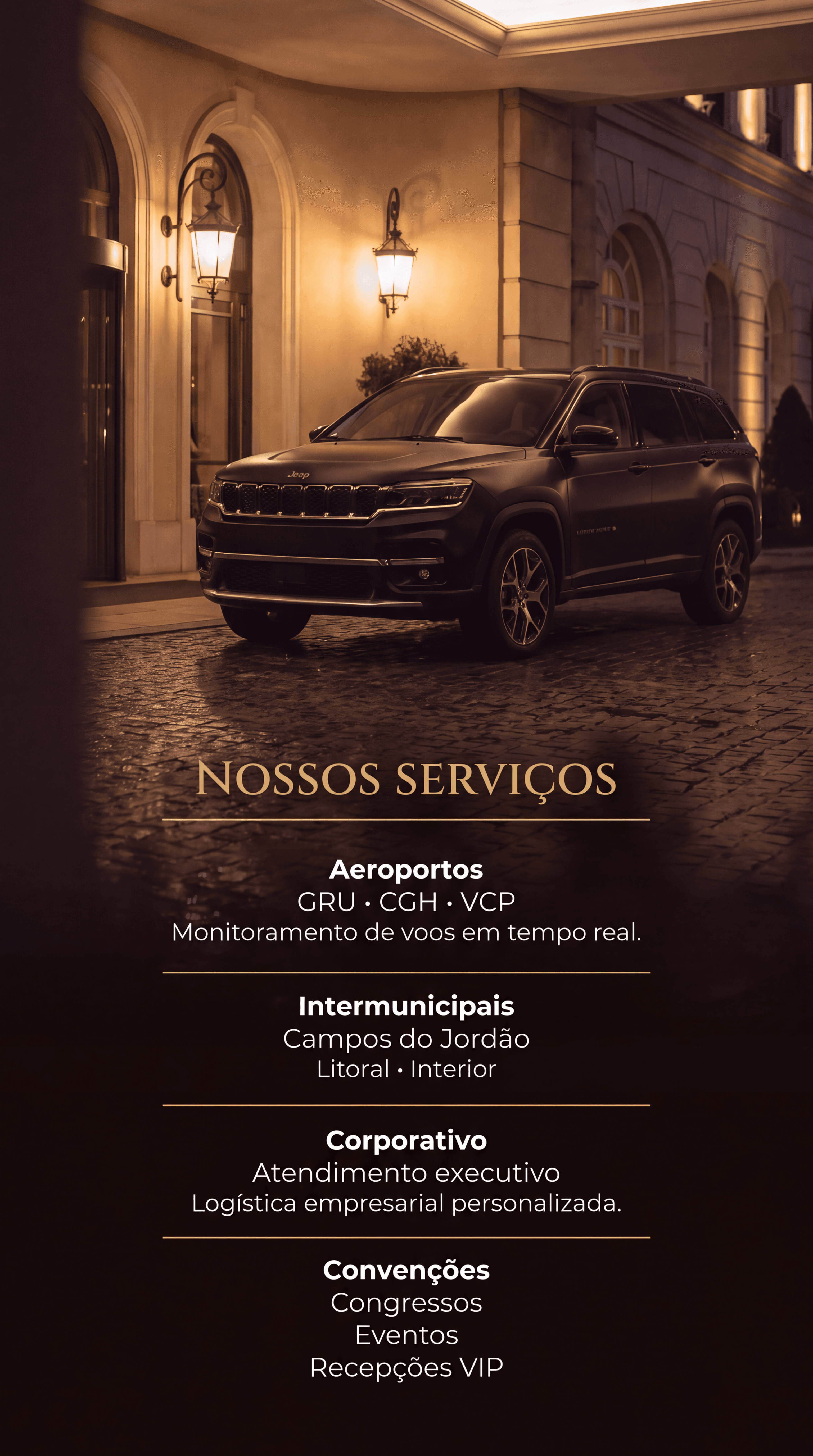 Veículo executivo Jeep Commander - experiência de embarque premium